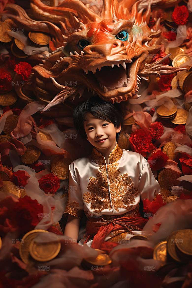 龙年儿童生日肖像摄影图