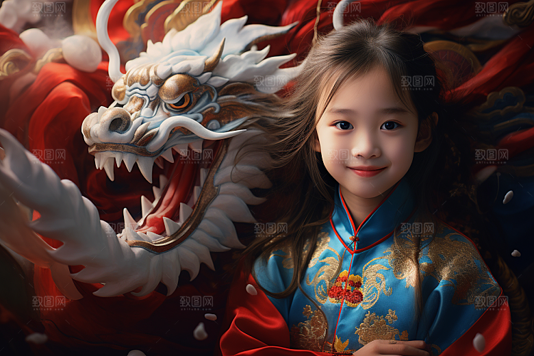 龙年儿童龙宝宝肖像摄影图
