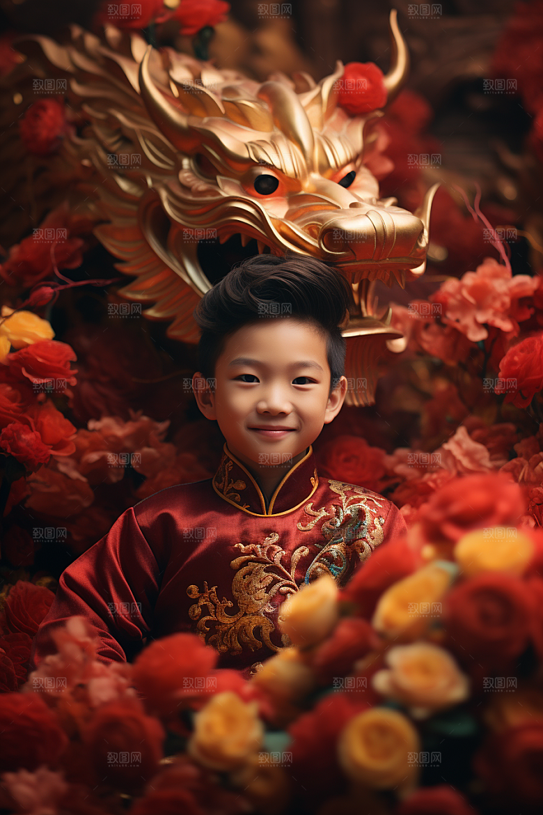 龙年儿童龙宝宝肖像摄影图