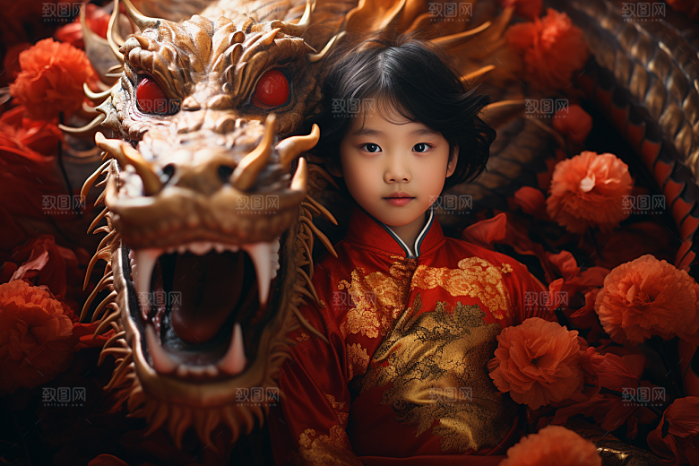 龙年儿童生日肖像摄影图
