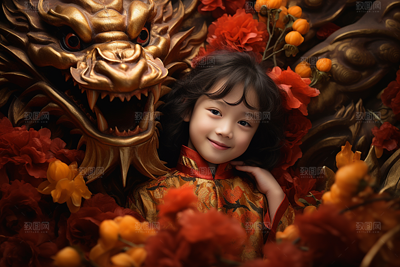 龙年儿童生日肖像摄影图