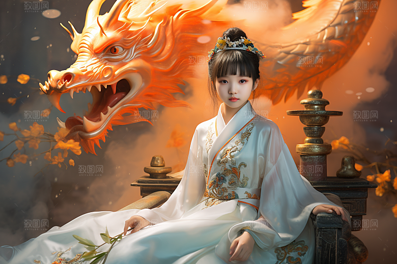 龙年儿童肖像人物摄影图