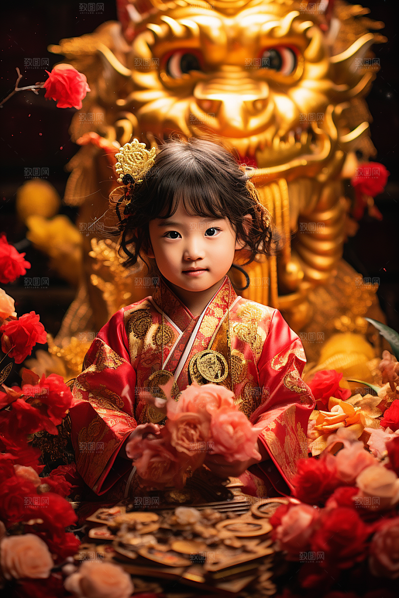 龙年儿童生日人物摄影图