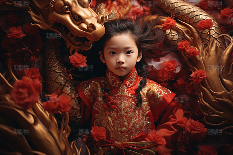 龙年儿童人物生日摄影图
