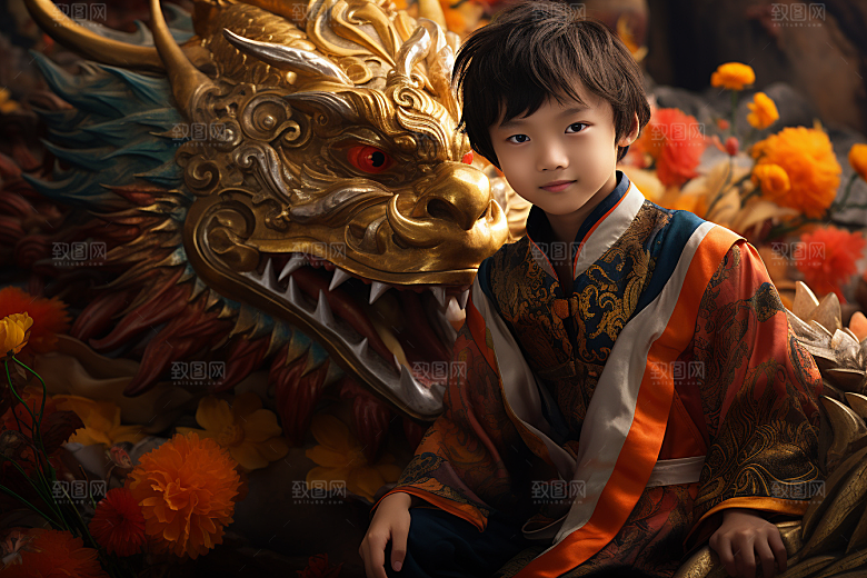 龙年儿童龙宝宝生日摄影图