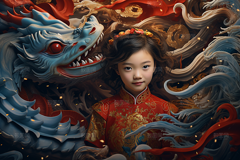 龙年儿童人物肖像摄影图