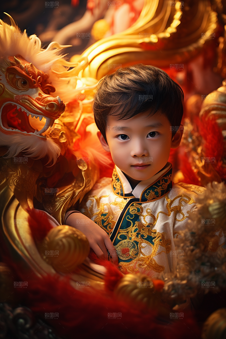 龙年儿童本命年二十四生肖摄影图