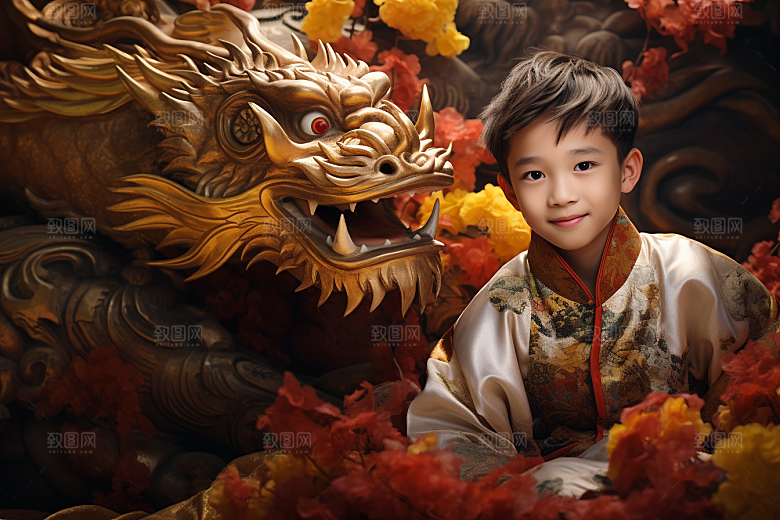 龙年儿童本命年肖像摄影图