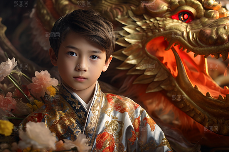 龙年儿童本命年二十四生肖摄影图