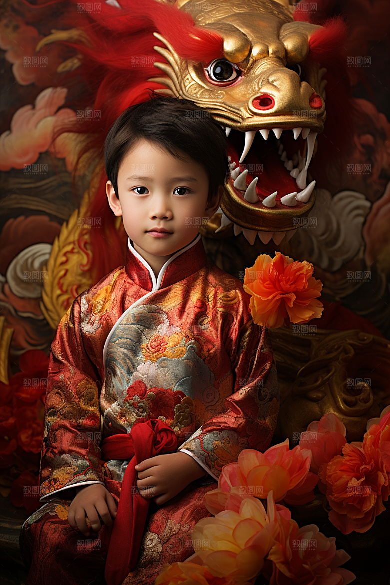 龙年儿童肖像生日摄影图