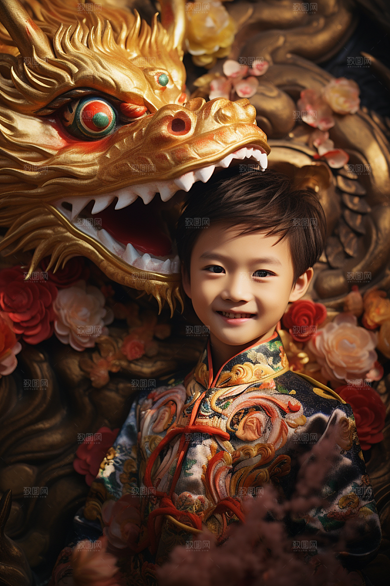 龙年儿童人物生日摄影图