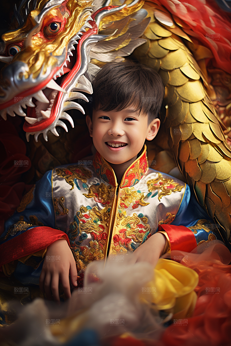 龙年儿童肖像生日摄影图