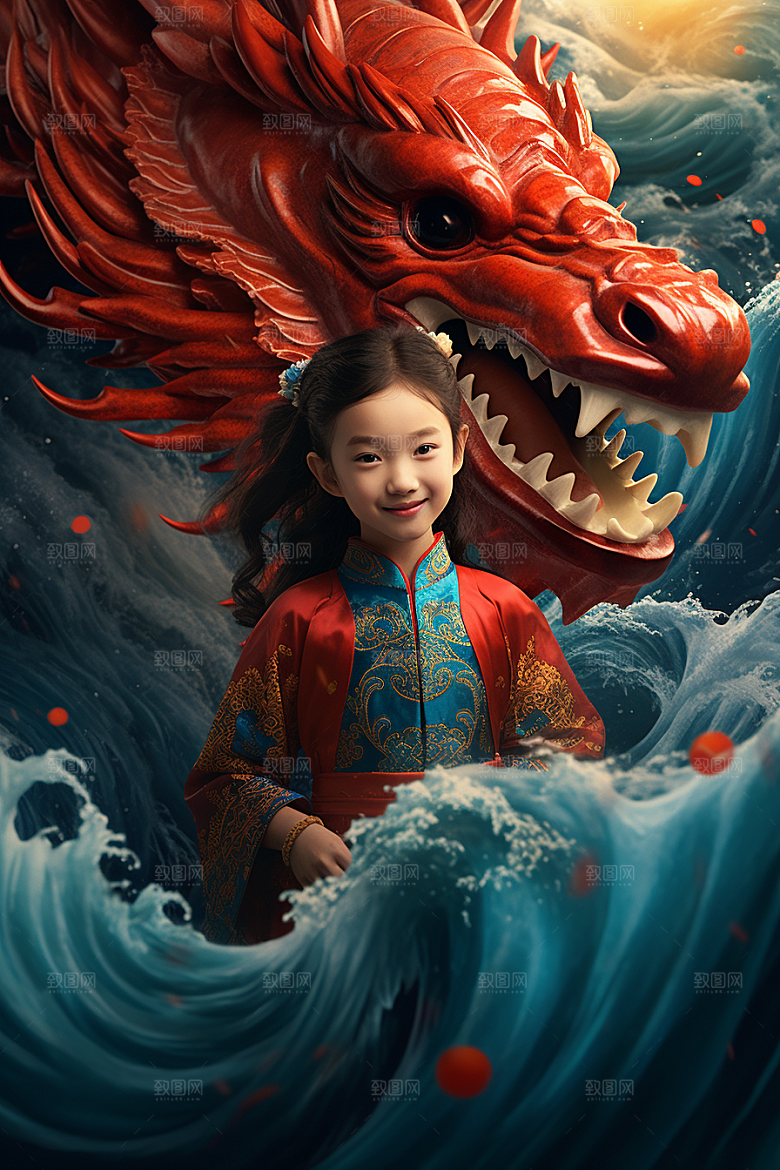 龙年儿童生日人物摄影图