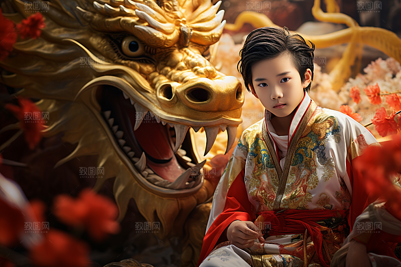 龙年儿童肖像二十四生肖摄影图