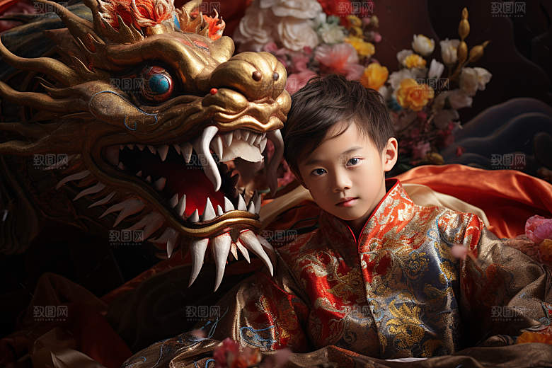 龙年儿童肖像生日摄影图