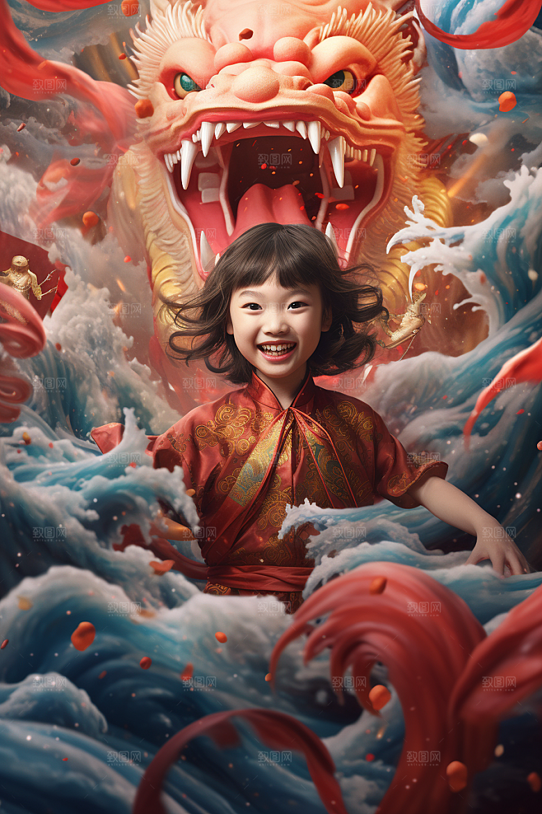 龙年儿童肖像本命年摄影图