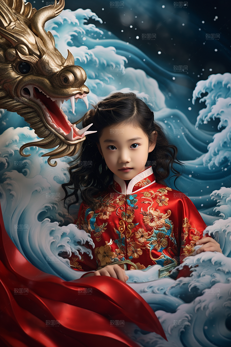 龙年儿童生日肖像摄影图