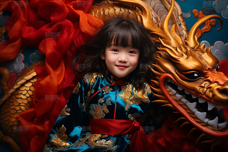 龙年儿童龙宝宝二十四生肖摄影图