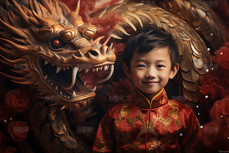 龙年儿童龙宝宝肖像摄影图