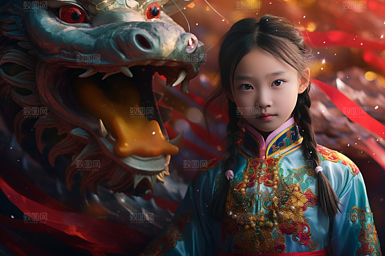 龙年儿童肖像本命年摄影图