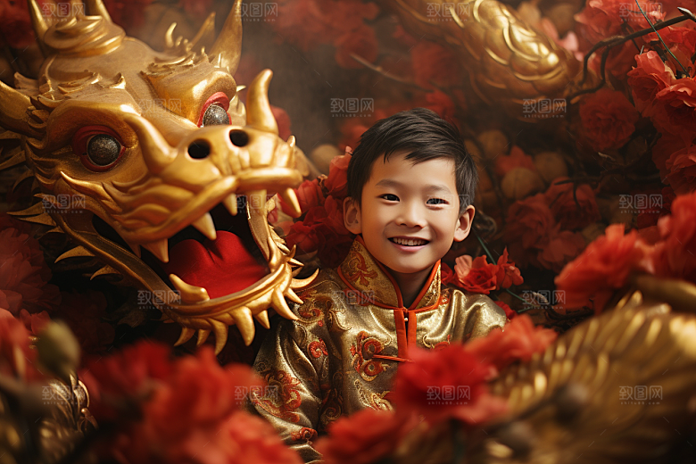 龙年儿童本命年二十四生肖摄影图
