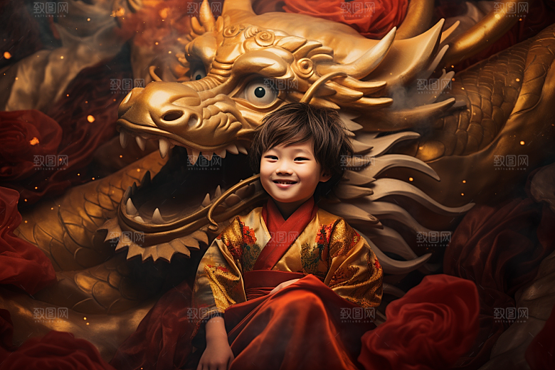 龙年儿童肖像人物摄影图
