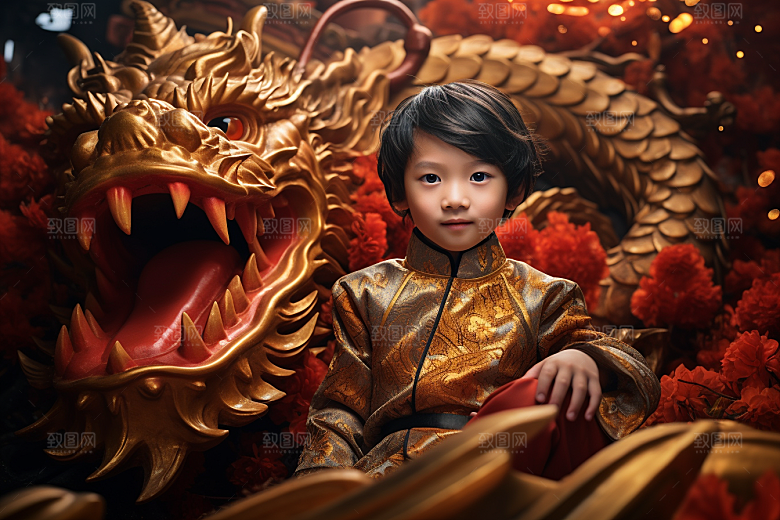 龙年儿童龙宝宝生日摄影图