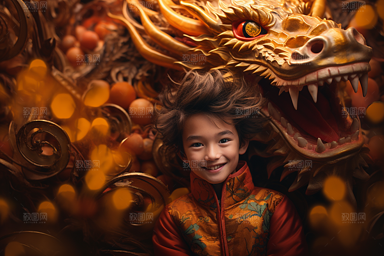 龙年儿童肖像生日摄影图