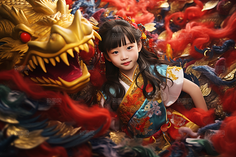 龙年儿童肖像二十四生肖摄影图