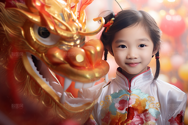 龙年儿童生日肖像摄影图