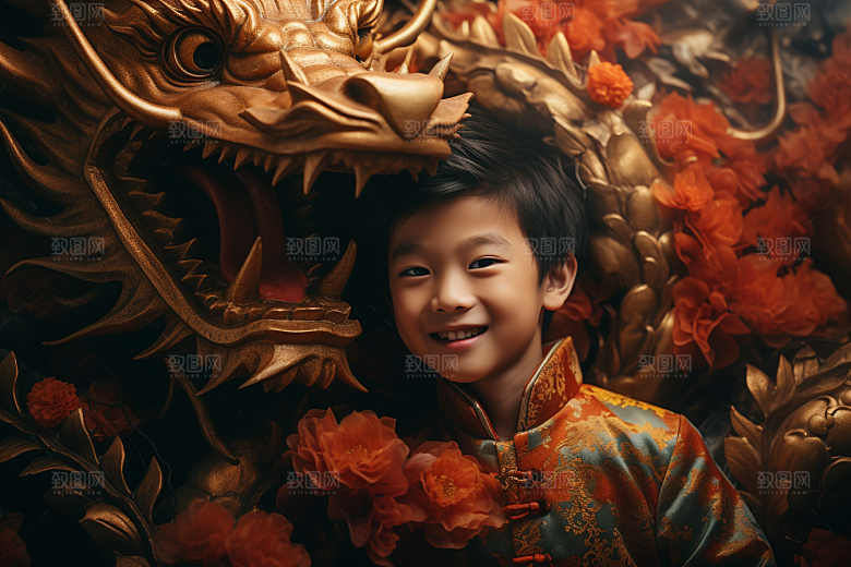 龙年儿童人物肖像摄影图
