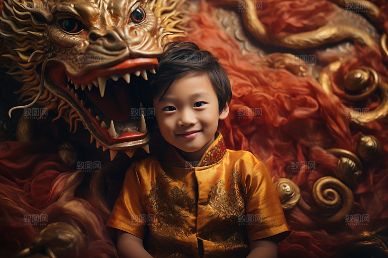 龙年儿童生日肖像摄影图