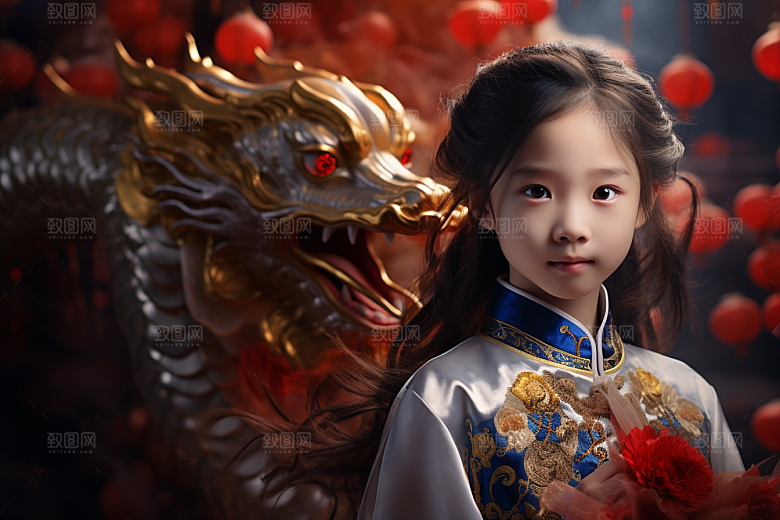 龙年儿童生日人物摄影图