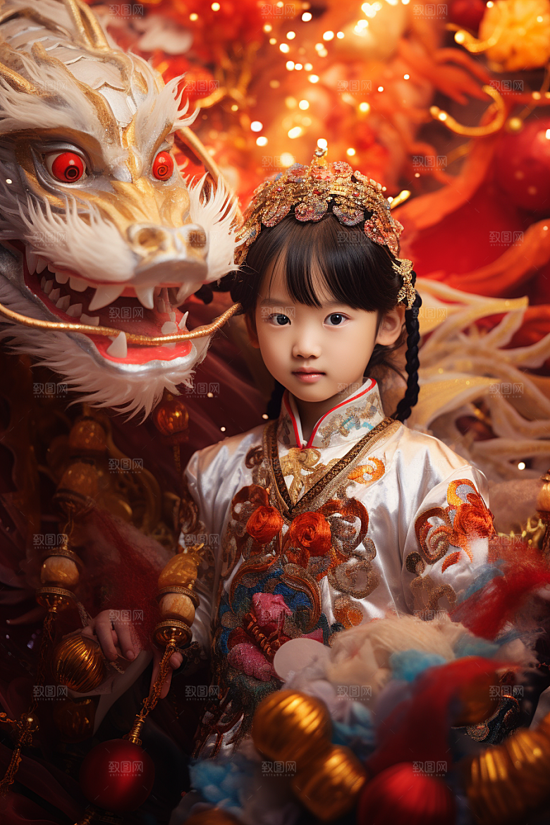 龙年儿童本命年肖像摄影图