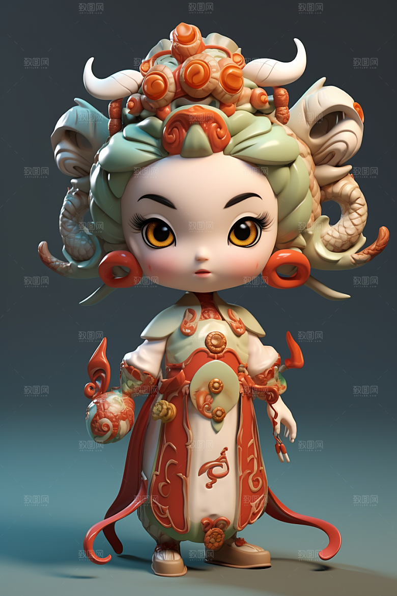 龙形象人物C4D新年模型