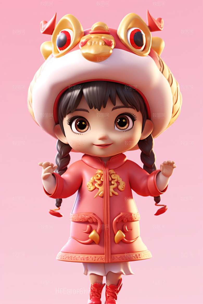 龙形象人物3D新年模型