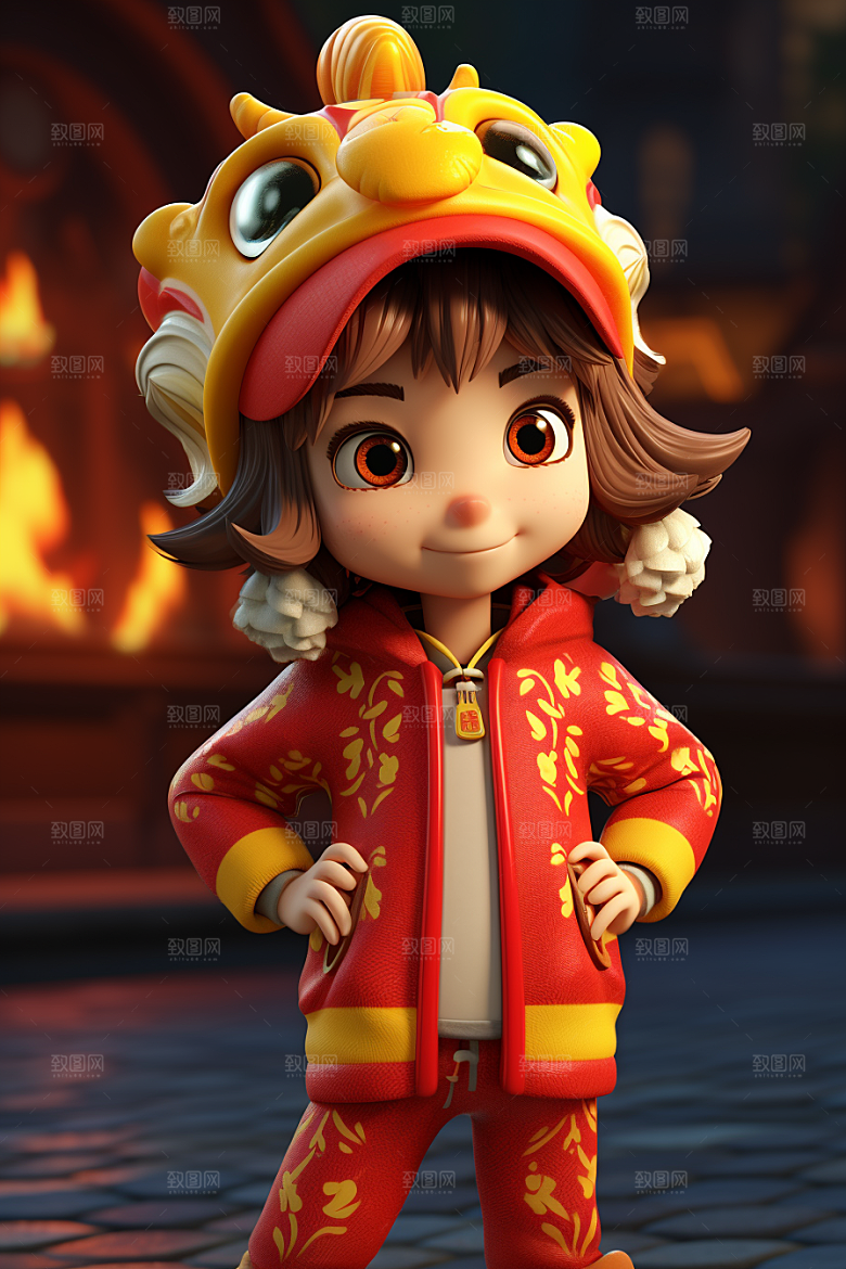 龙形象人物春节龙年IP模型