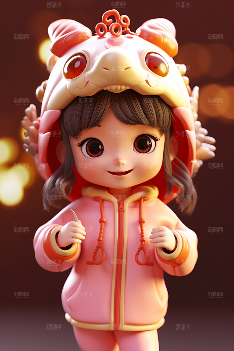 龙形象人物春节3D模型