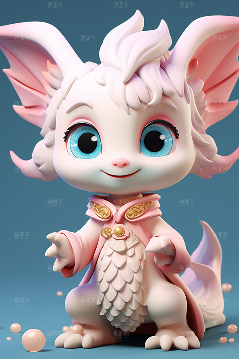 龙形象人物C4D春节模型
