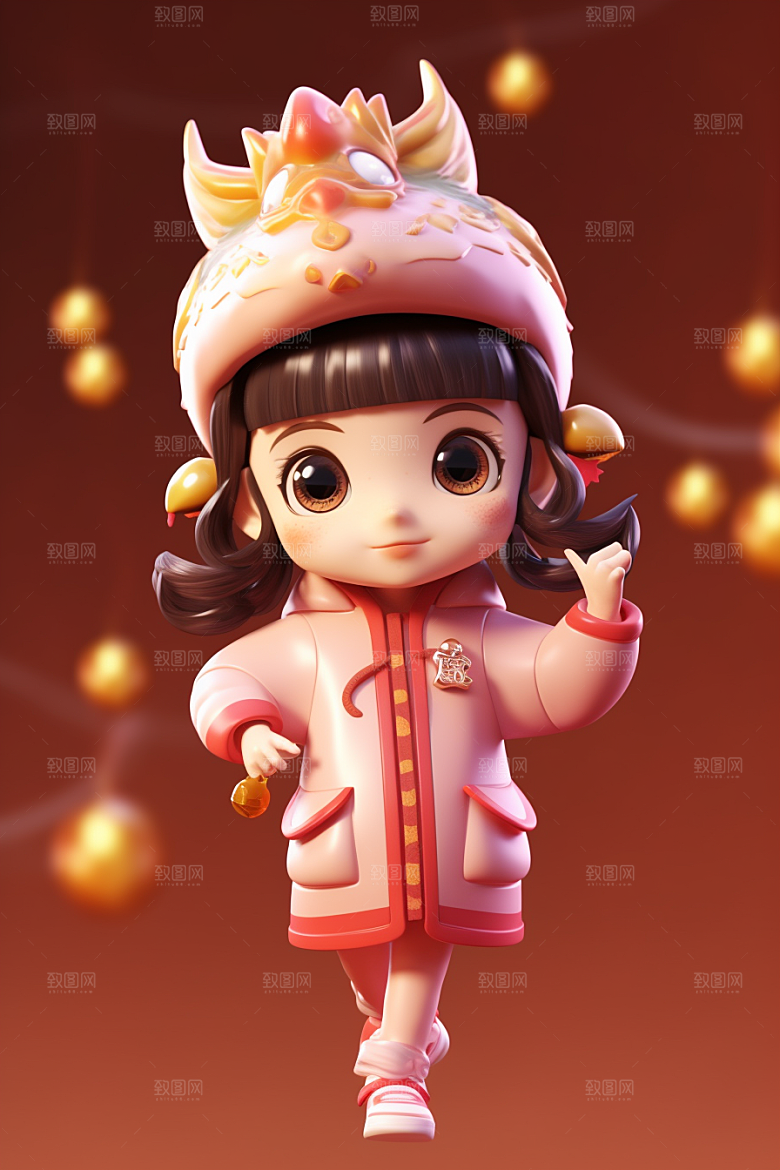 龙形象人物高清新年模型