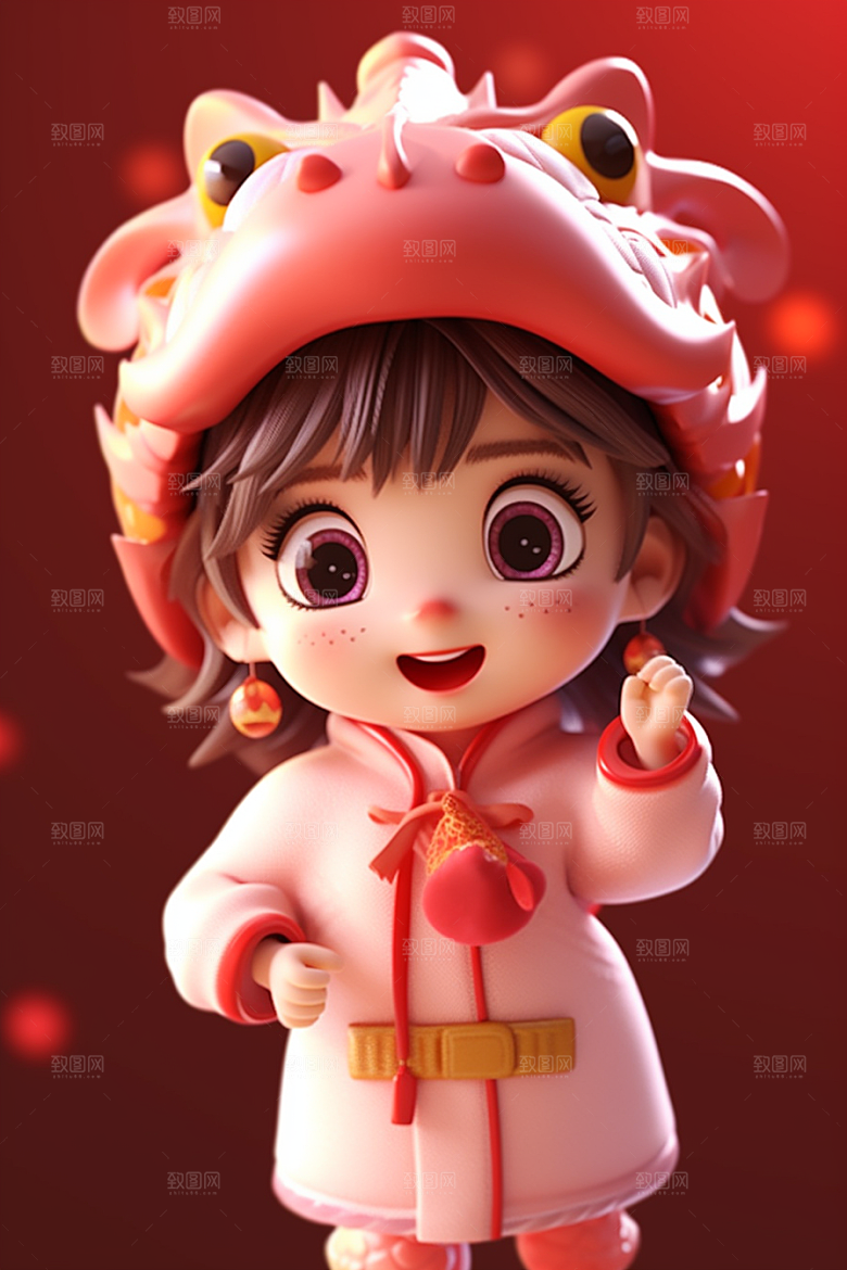 龙形象人物3D十二生肖模型