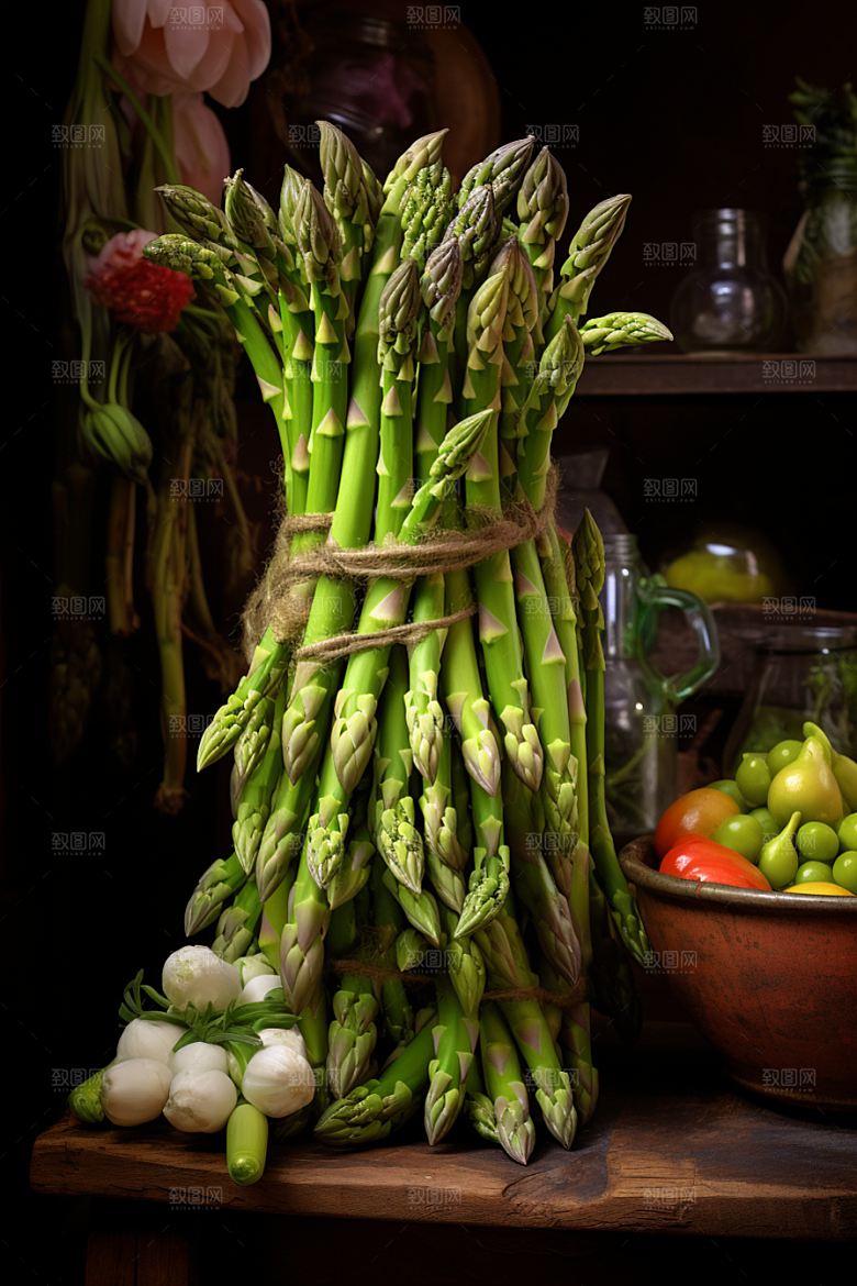 芦笋轻食绿色摄影图