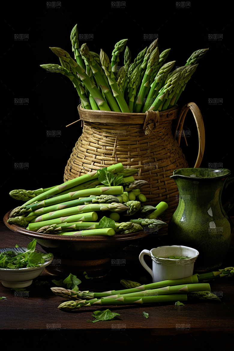 芦笋绿色轻食摄影图