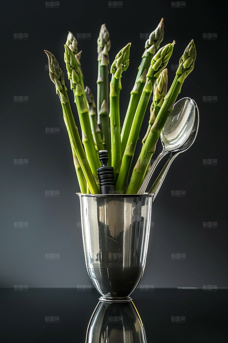 芦笋轻食健身餐摄影图