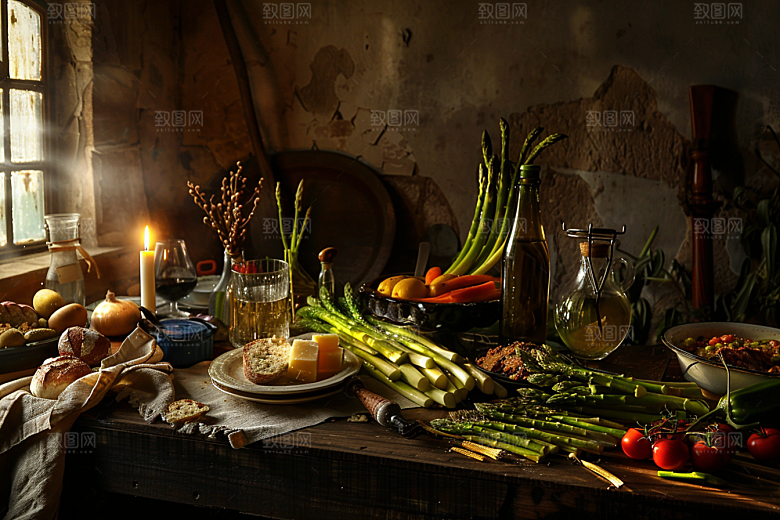 芦笋绿色轻食摄影图