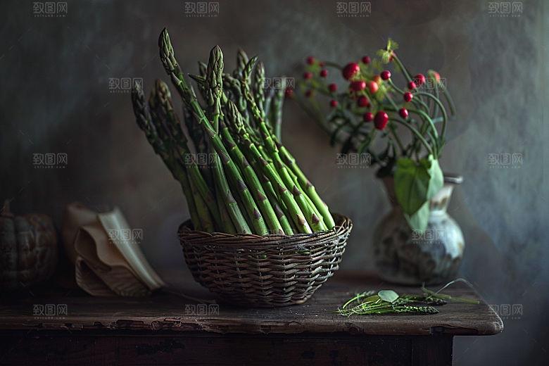 芦笋蔬菜绿色摄影图