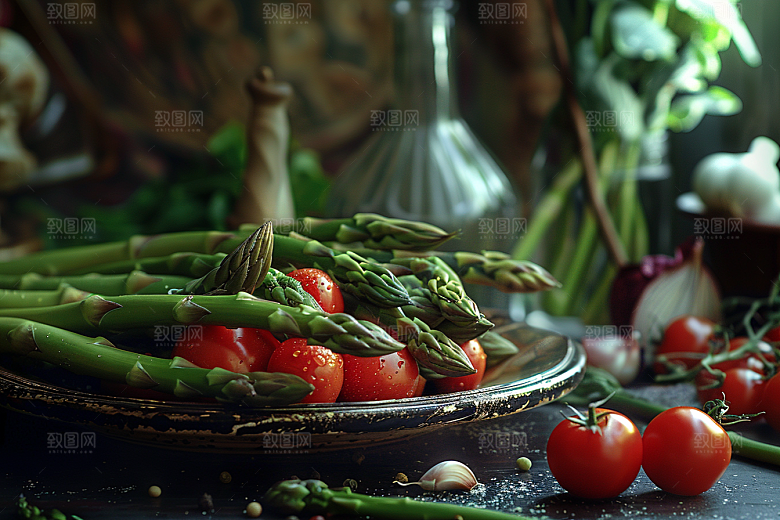 芦笋绿色轻食摄影图