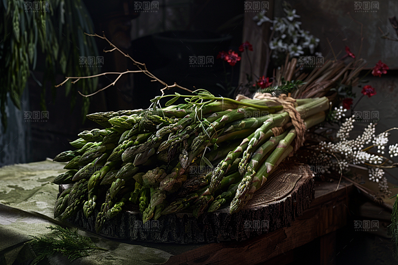 芦笋健身餐绿色摄影图