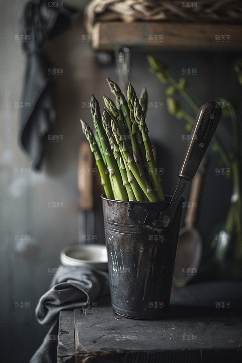 芦笋轻食绿色摄影图