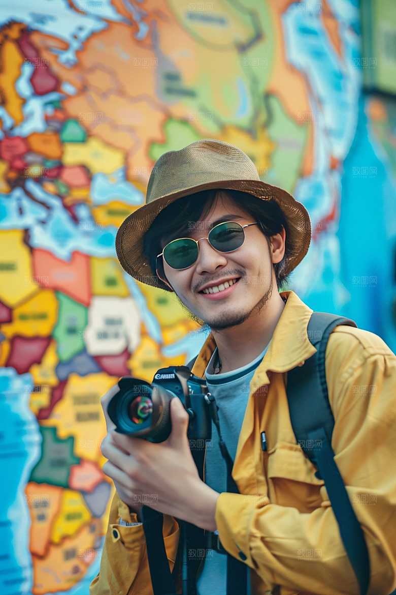 旅行人物清新游客摄影图